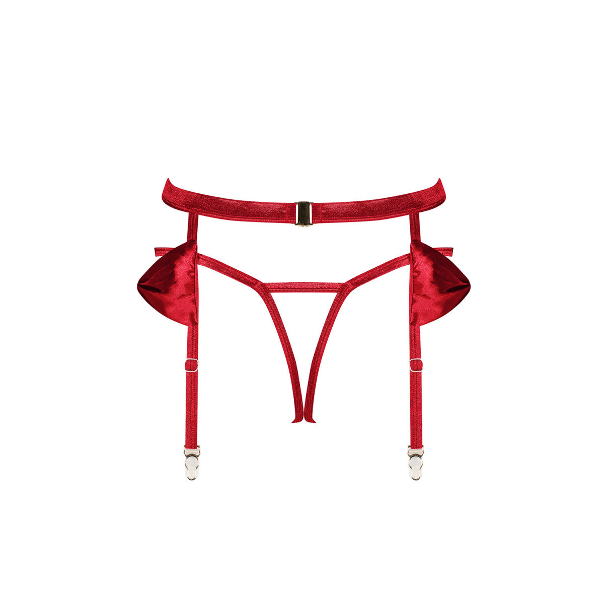 Ob rubinesa garter belt & crotchless thong red - Obsessive