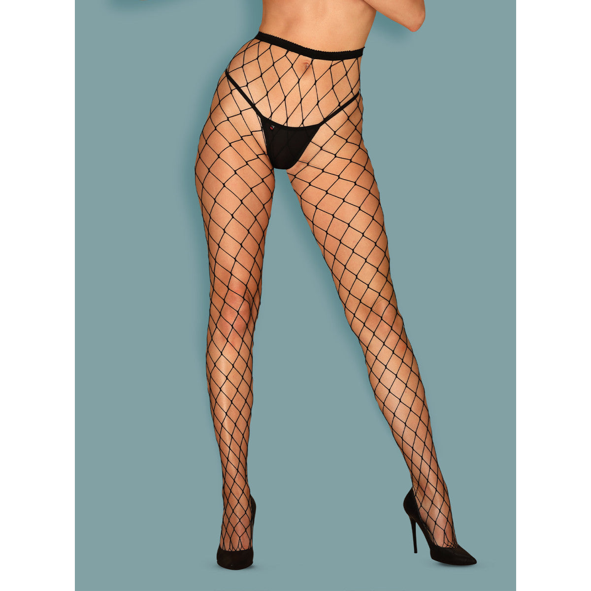 Tights bodystocking met open kruis – zwart