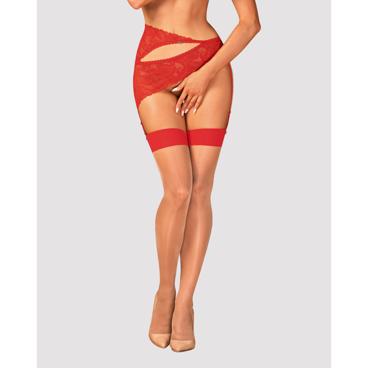 Ob s814 stockings nude-red - Obsessive