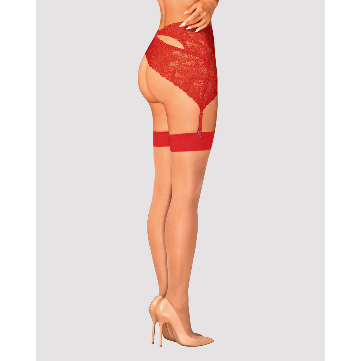 S814 jarretelkousen – nude-rood