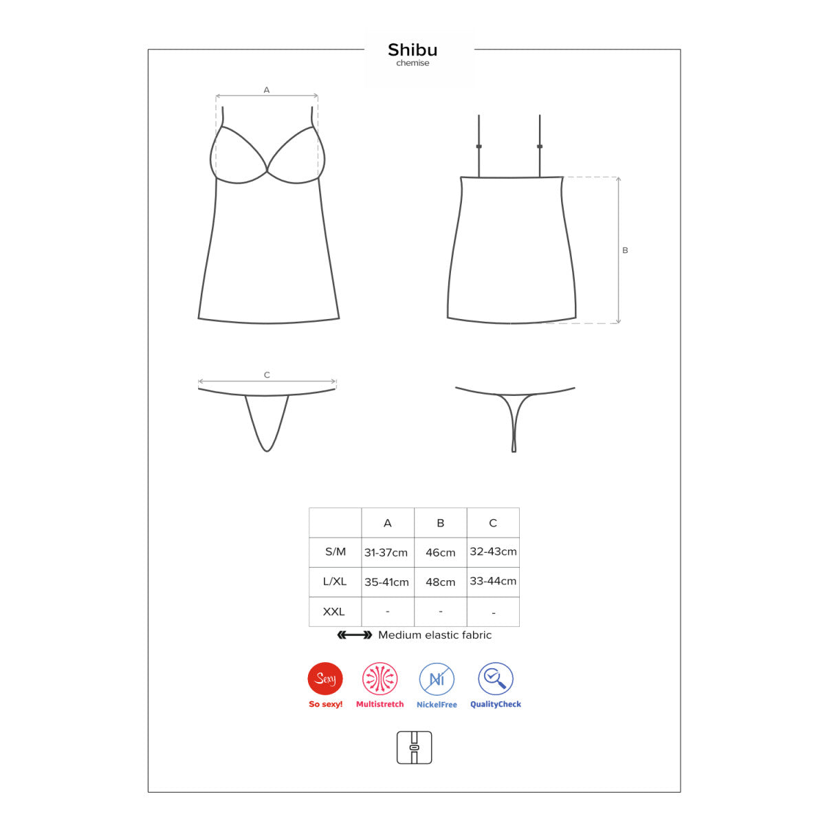 Ob shibu chemise & thong black