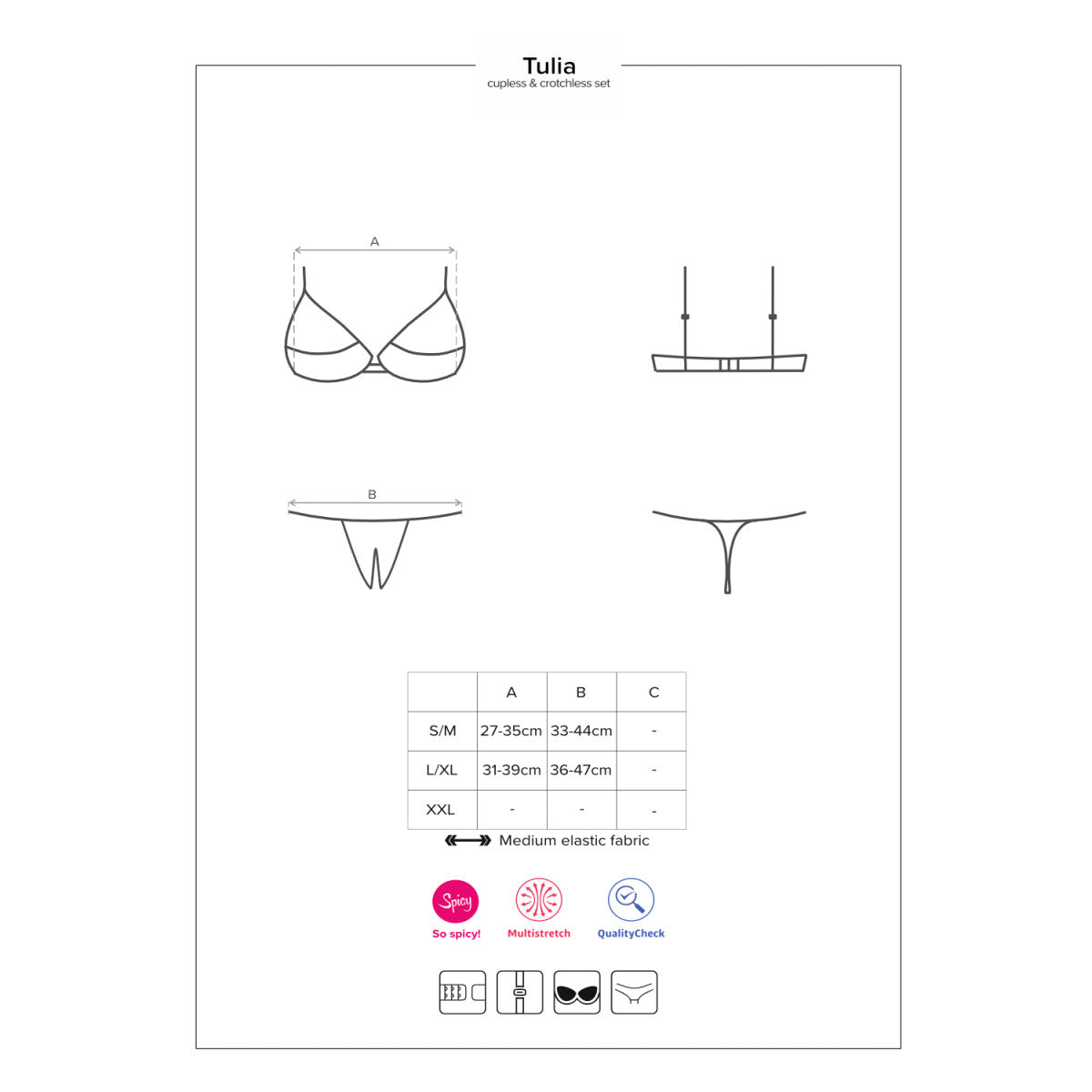 Ob tulia 2 pcs set cupless black - Obsessive