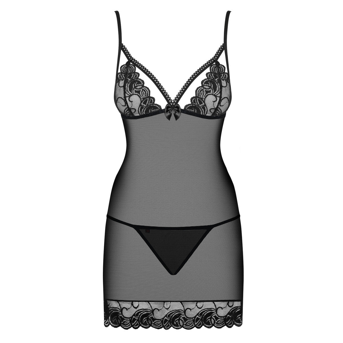 Ob wonderia chemise & thong black