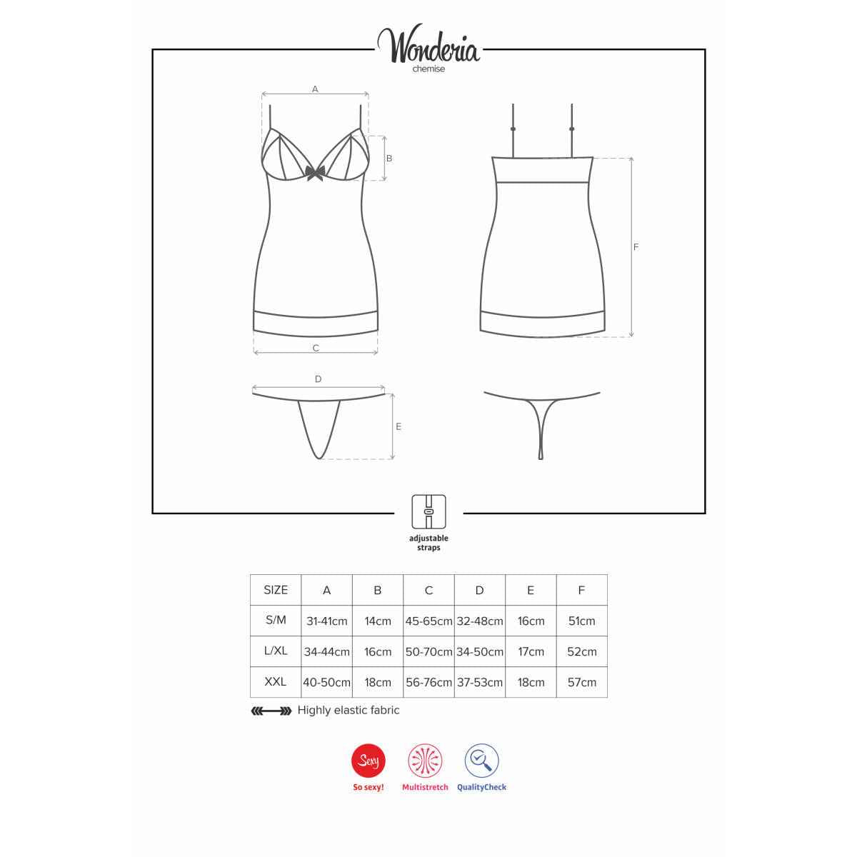 OB Wonderia chemise & thong black