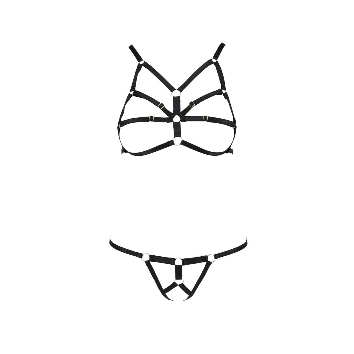 Armanda harness met open kruis – zwart