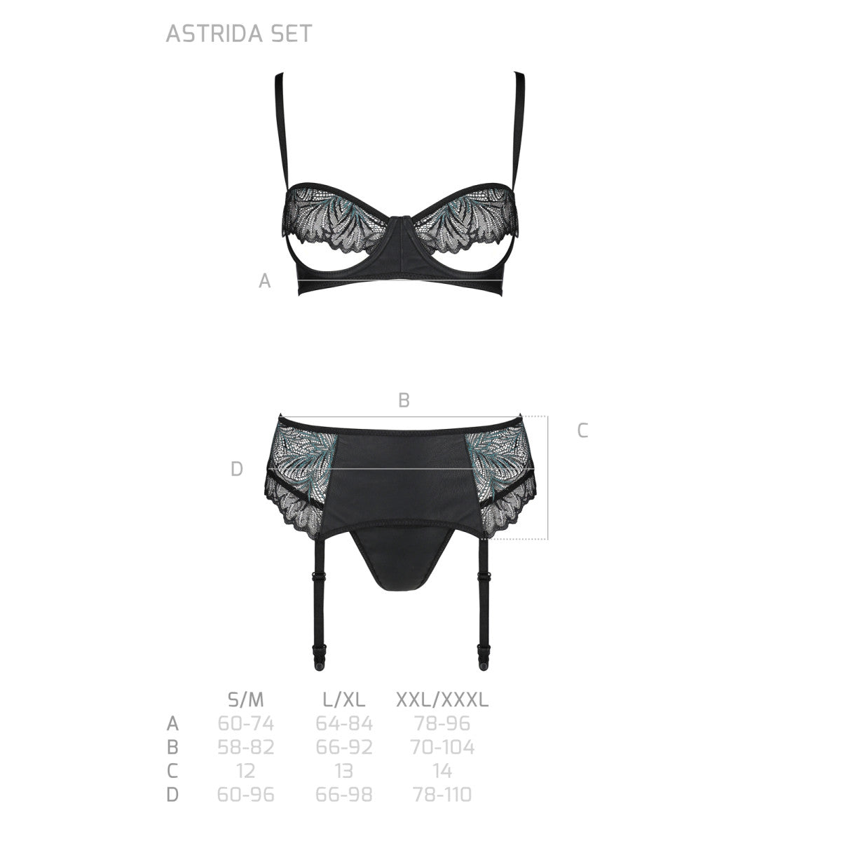 Astrida lingerieset 3-delig – zwart