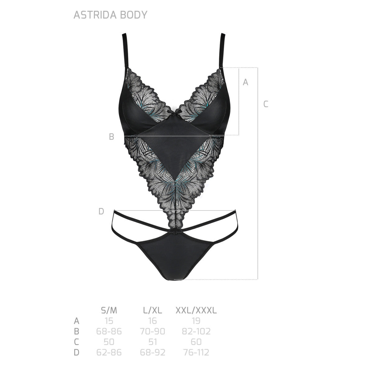 Astrida kanten body – zwart