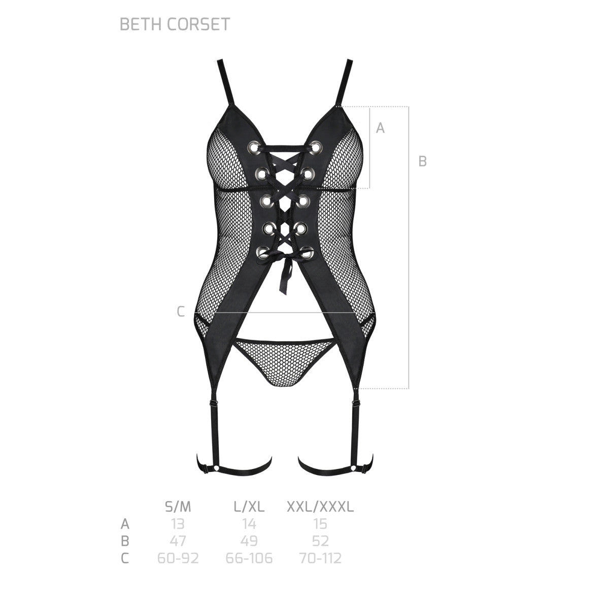 PE Beth corset & thong black