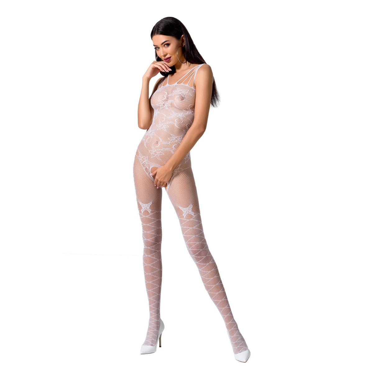 BS076 bodystocking met open kruis – wit – wit van Passion-Exklusiv