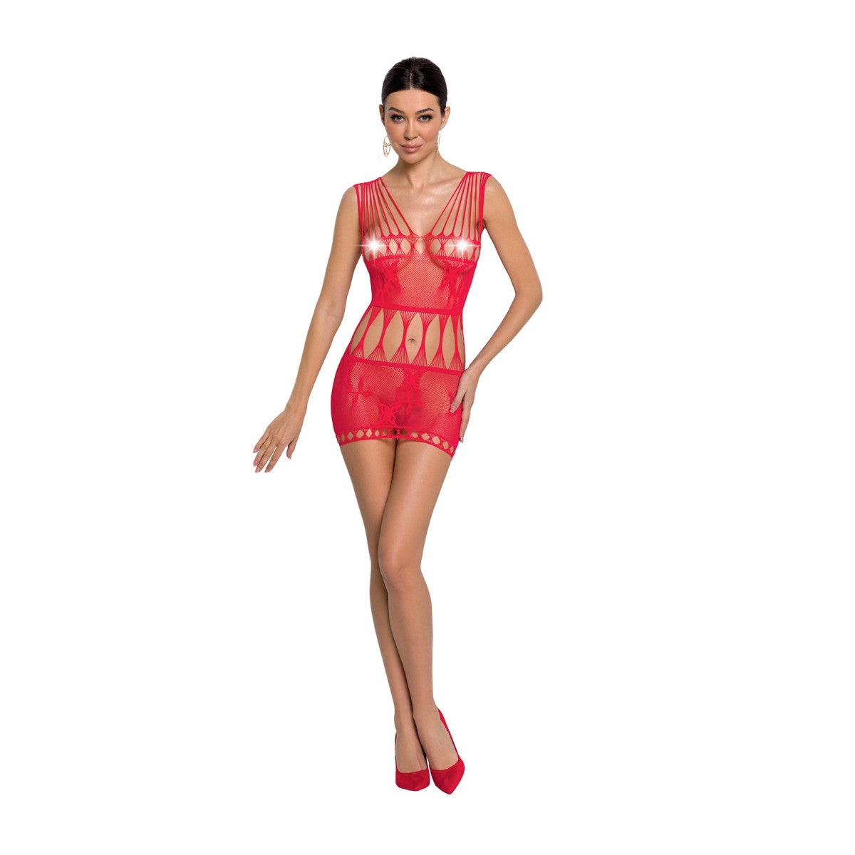 BS090 babydoll met open kruis – rood – rood van Passion-Exklusiv