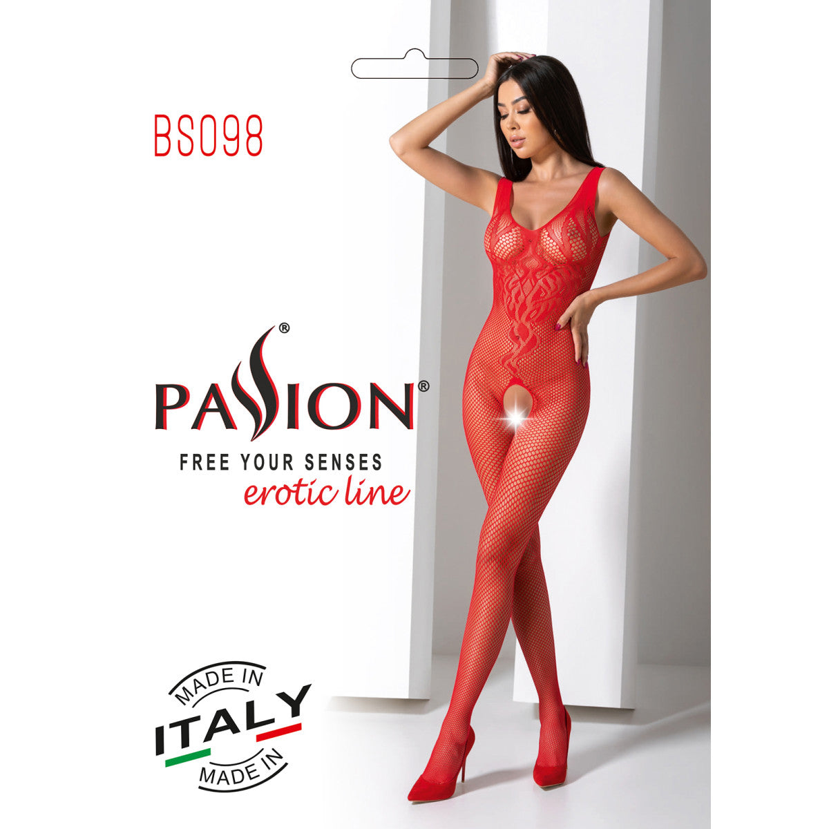 BS098 bodystocking met open kruis – rood
