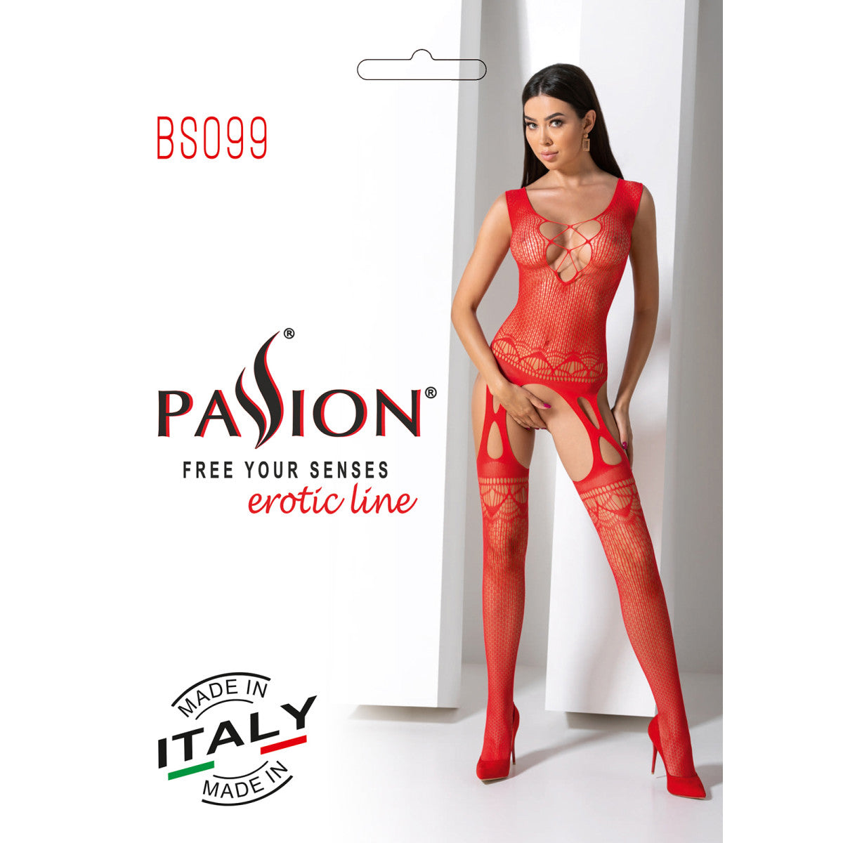 BS099 bodystocking met open kruis – rood