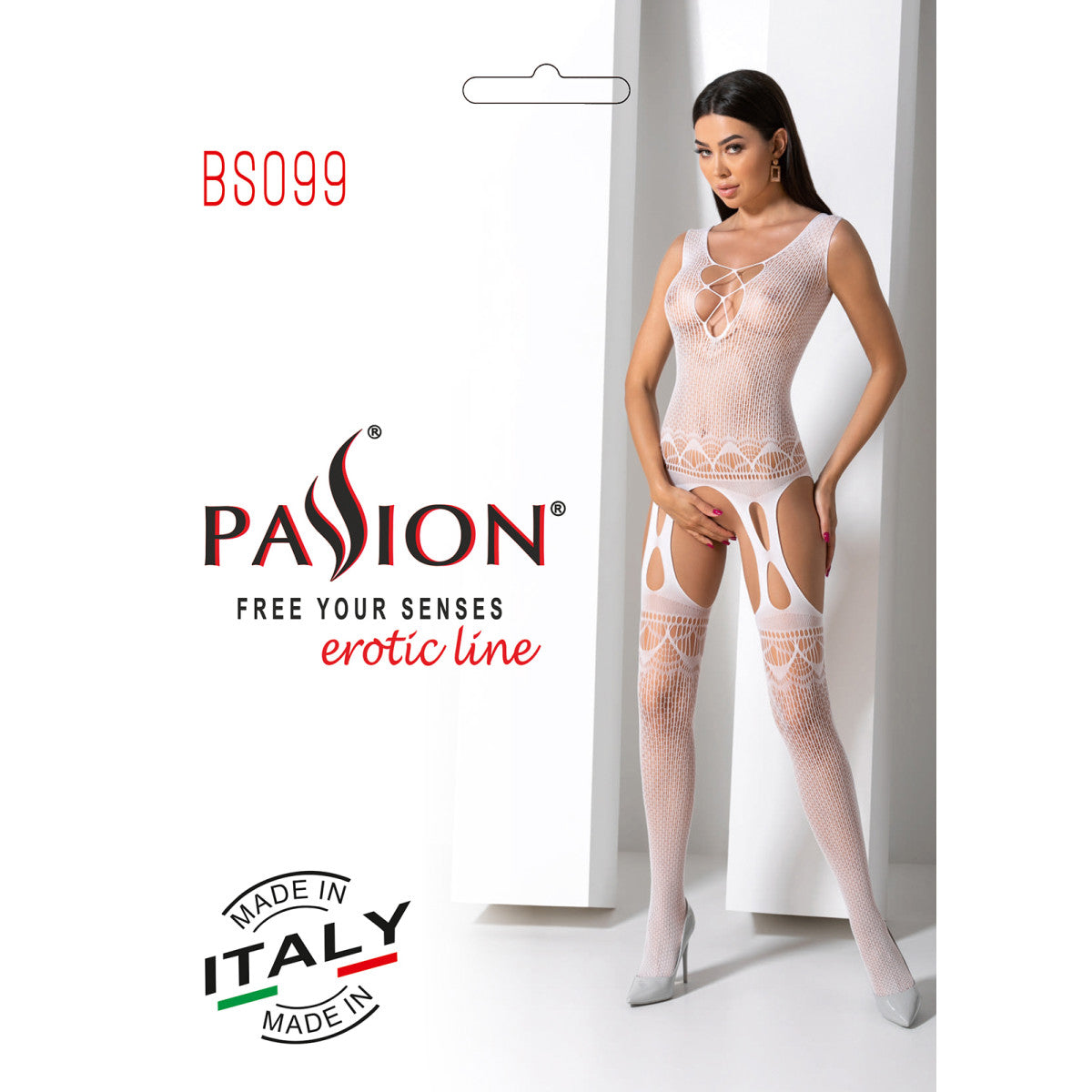 BS099 bodystocking met open kruis – wit