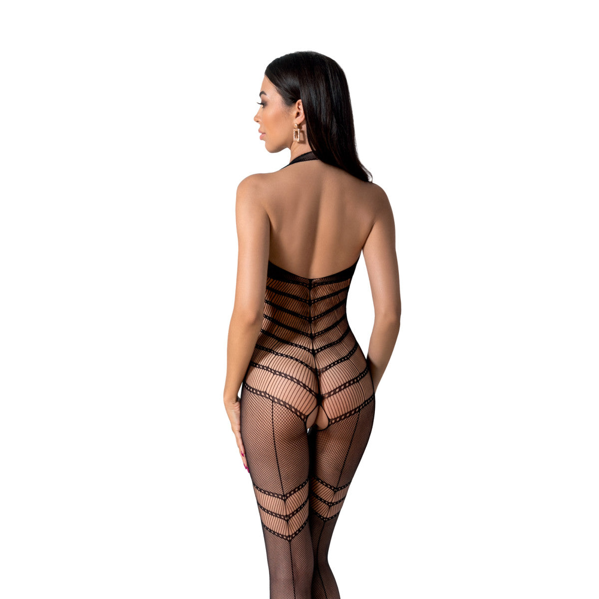 BS100 bodystocking met open kruis – zwart