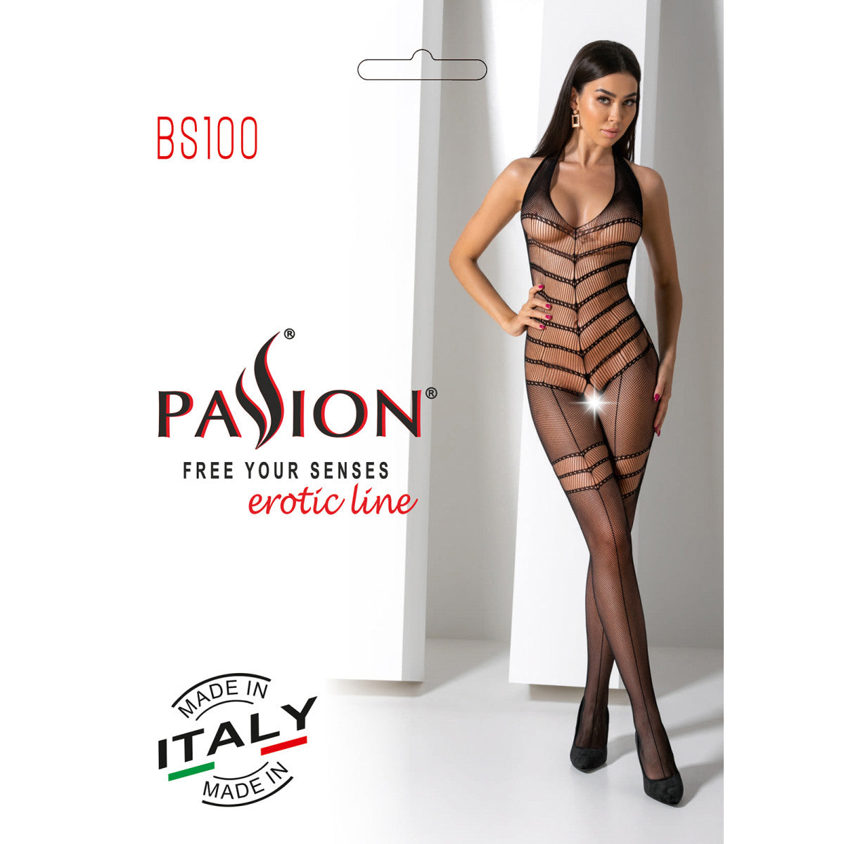 BS100 bodystocking met open kruis – zwart