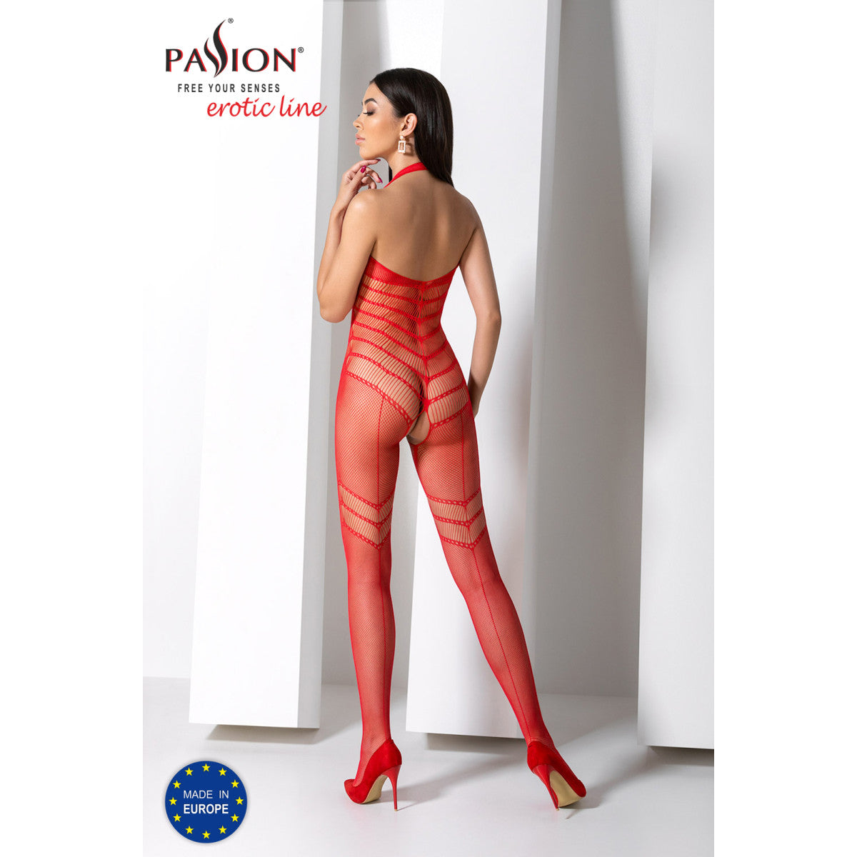 BS100 bodystocking met open kruis – rood