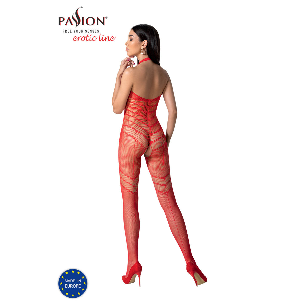 BS100 bodystocking met open kruis – rood