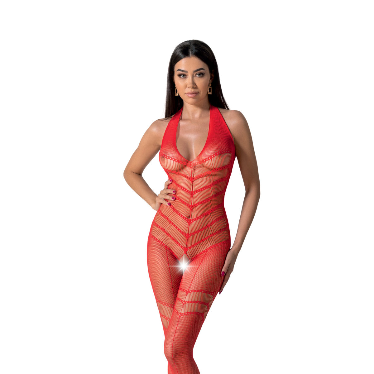 BS100 bodystocking met open kruis – rood