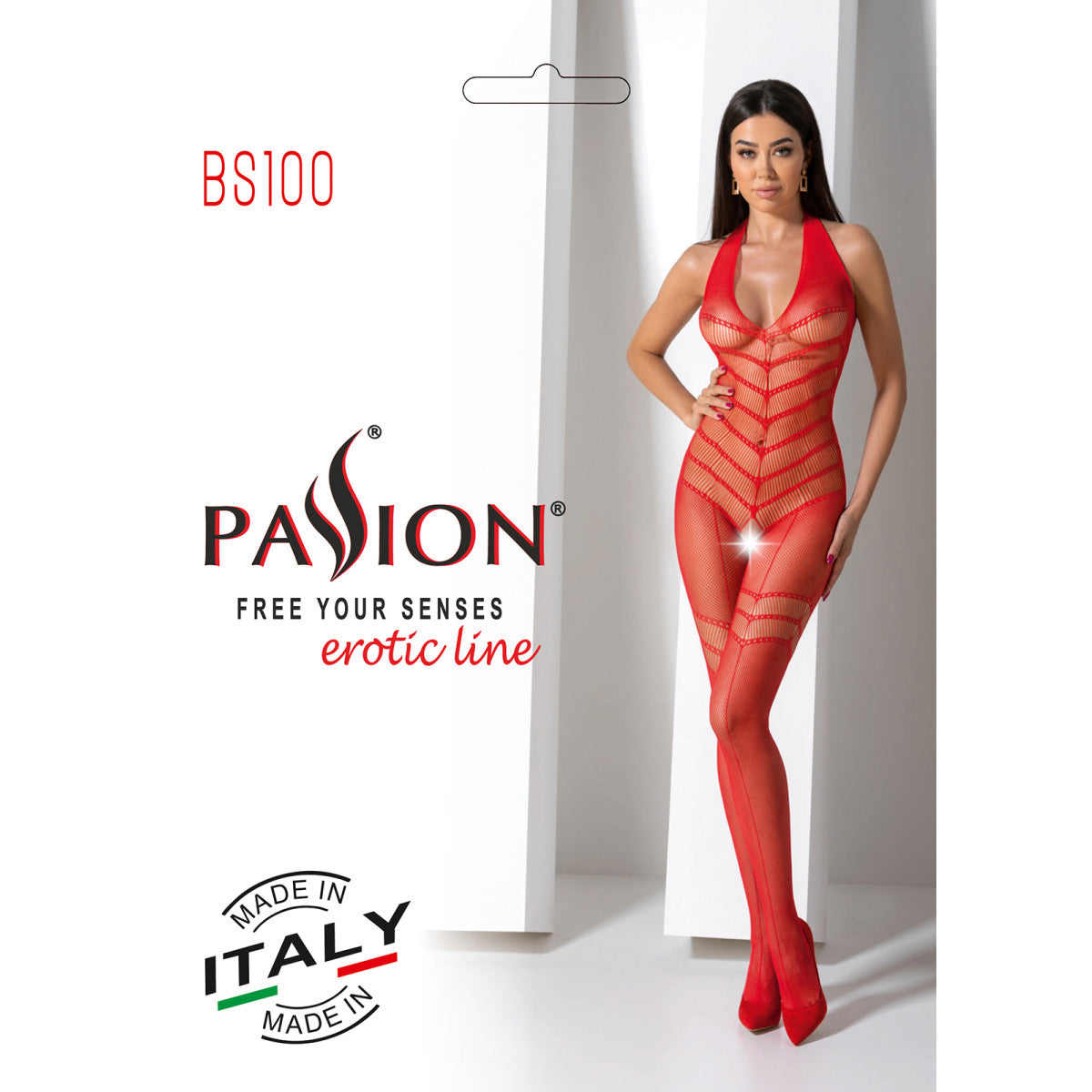BS100 bodystocking met open kruis – rood