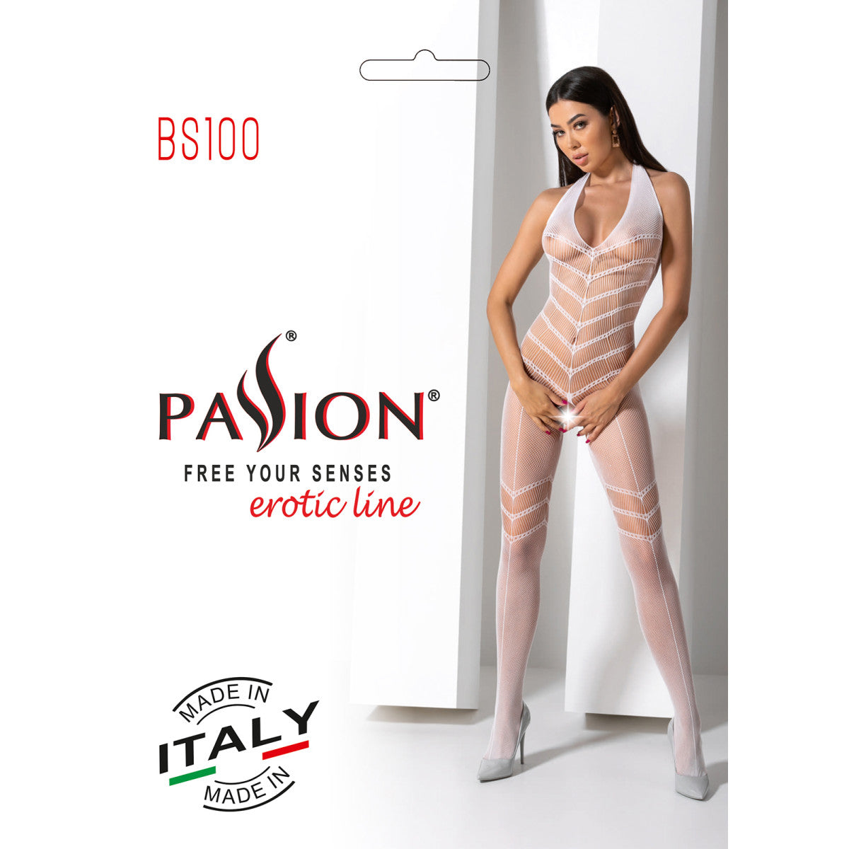BS100 bodystocking met open kruis – wit