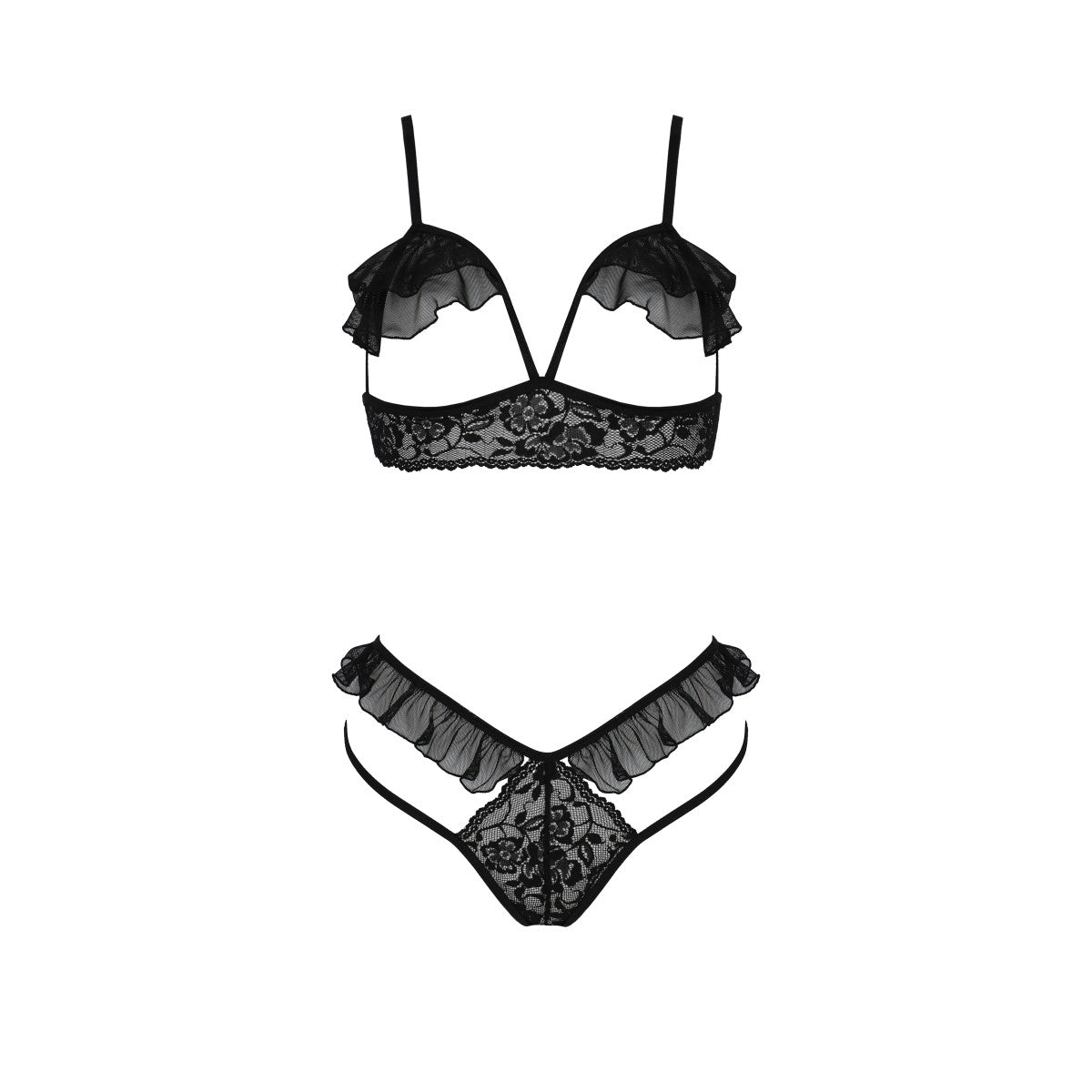 PE Dolly 2pcs set with open bra black