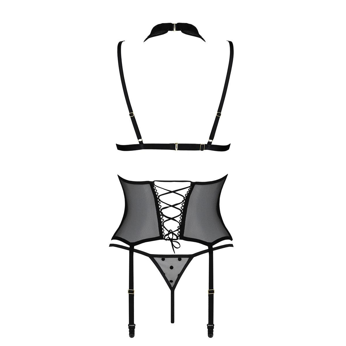 PE Dominica korset &amp; string zwart