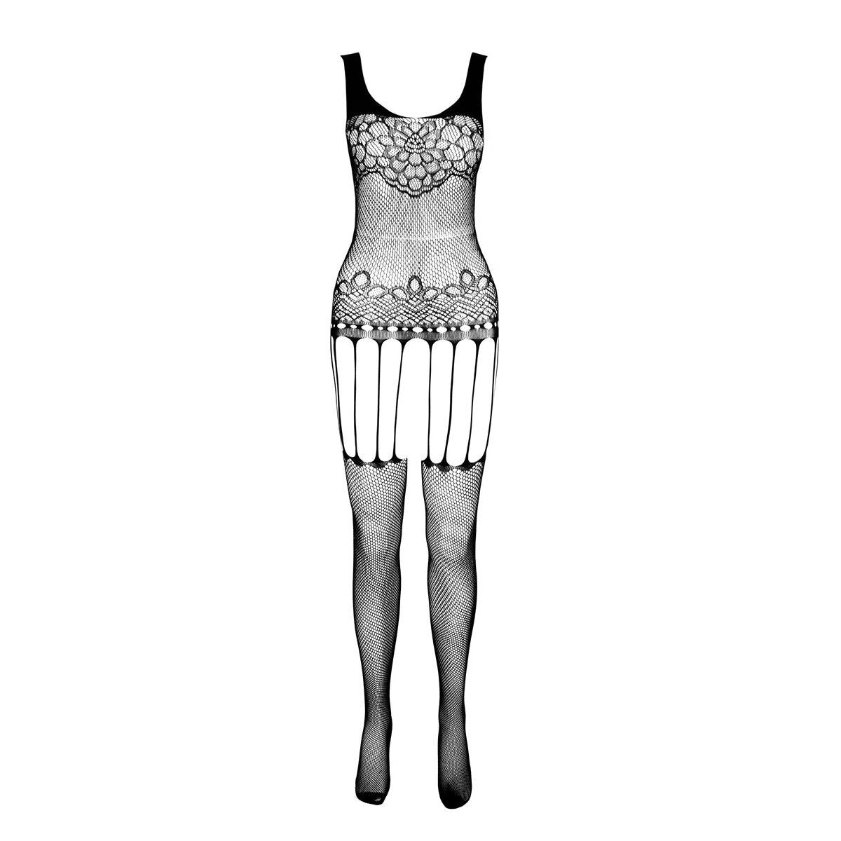 Passion Eco BS001 Bodystocking met open kruis – zwart