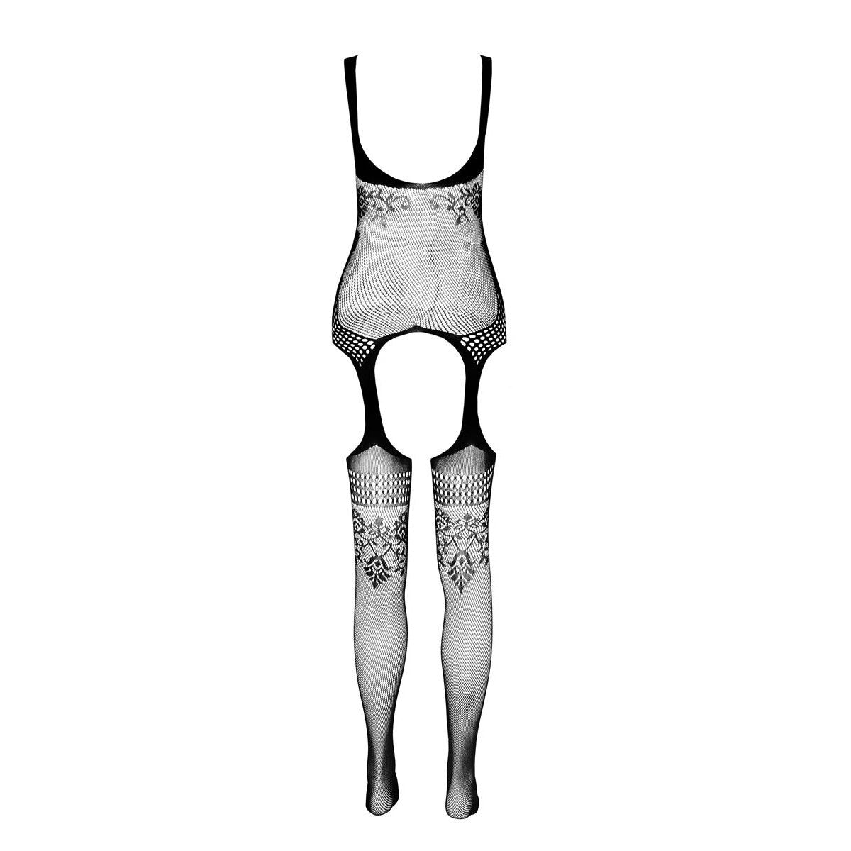 Passion Eco BS008 Bodystocking met open kruis – zwart