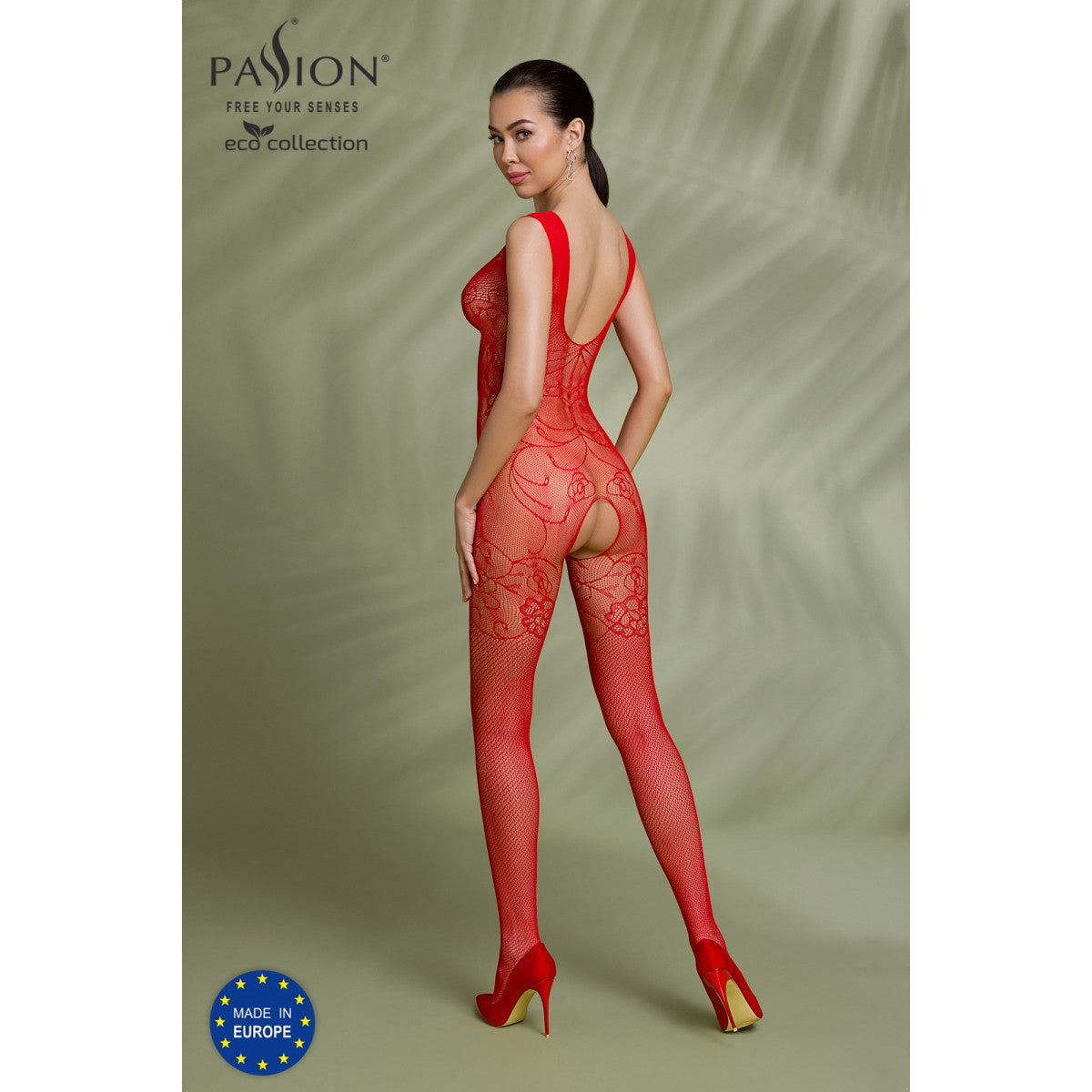 ECO duurzame bodystocking met open kruis – rood van Dare2Live – rood