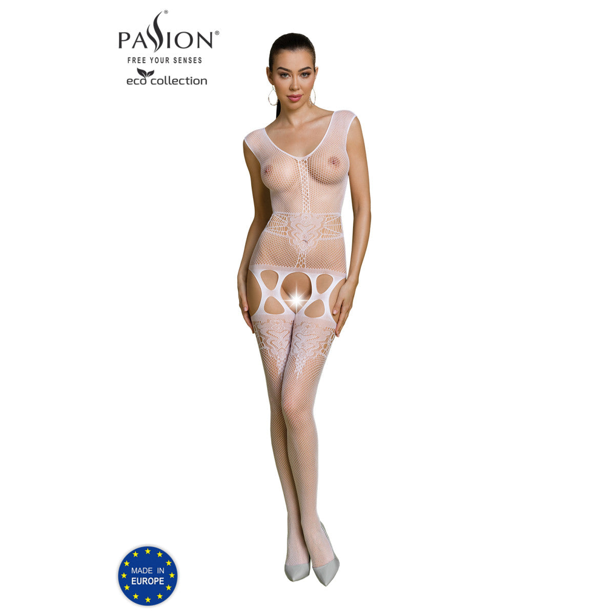 ECO duurzame bodystocking met open kruis – wit van Dare2Live – wit