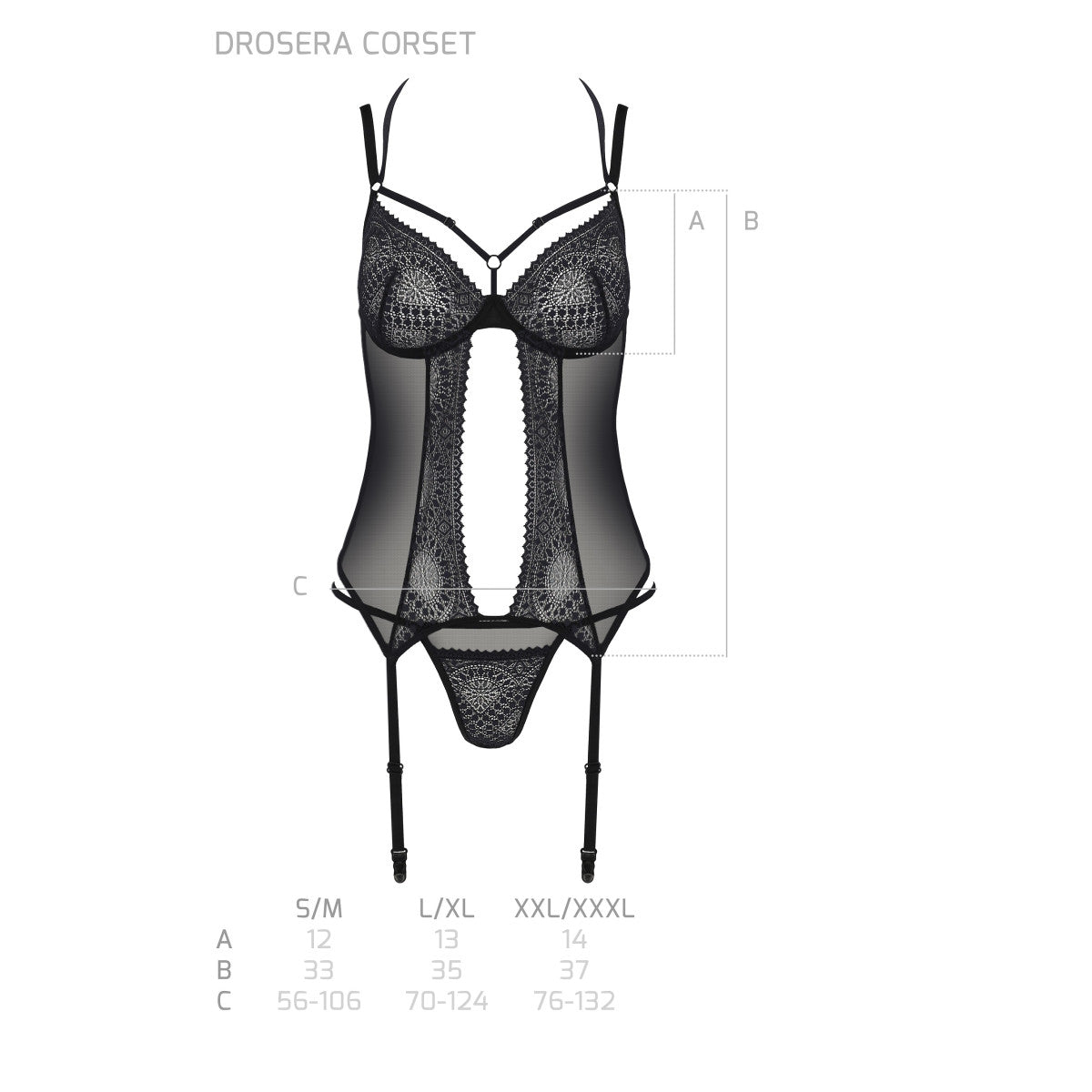 Pe eco drosera corset & thong black - Passion Eco Collection