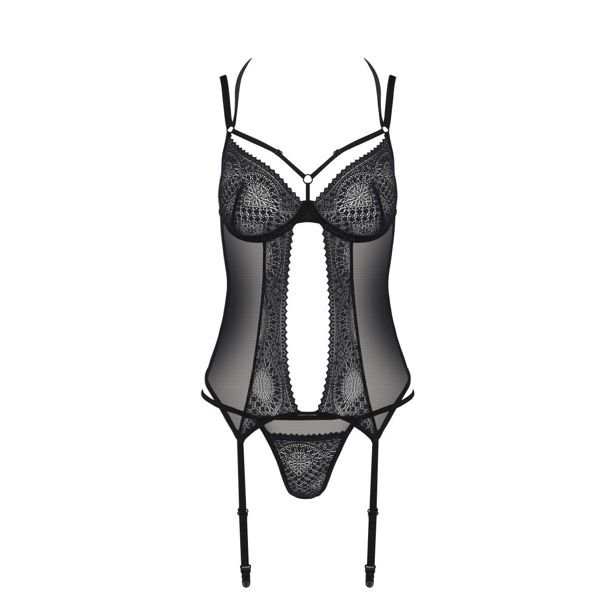 Pe eco drosera corset & thong black - Passion Eco Collection