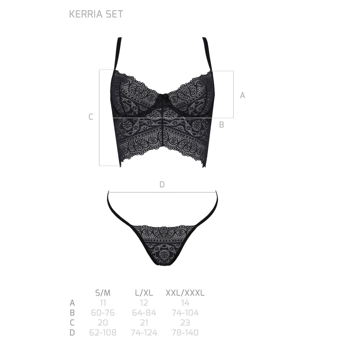 Passion Eco Kerria 2-delige lingerieset met beugels – zwart