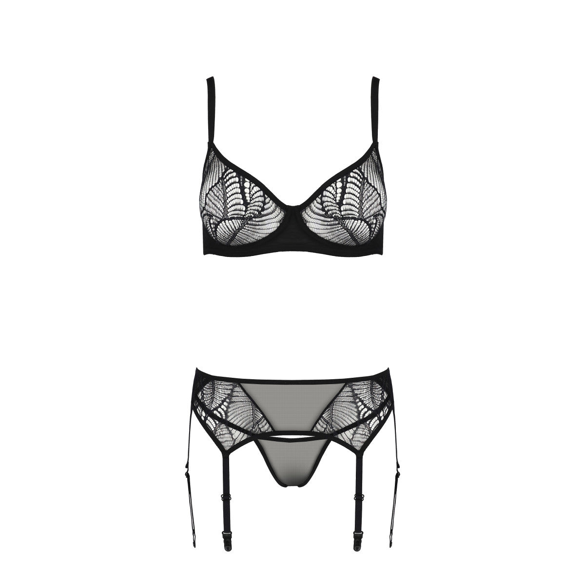 Passion Eco Leafa 3-delige lingerieset – zwart