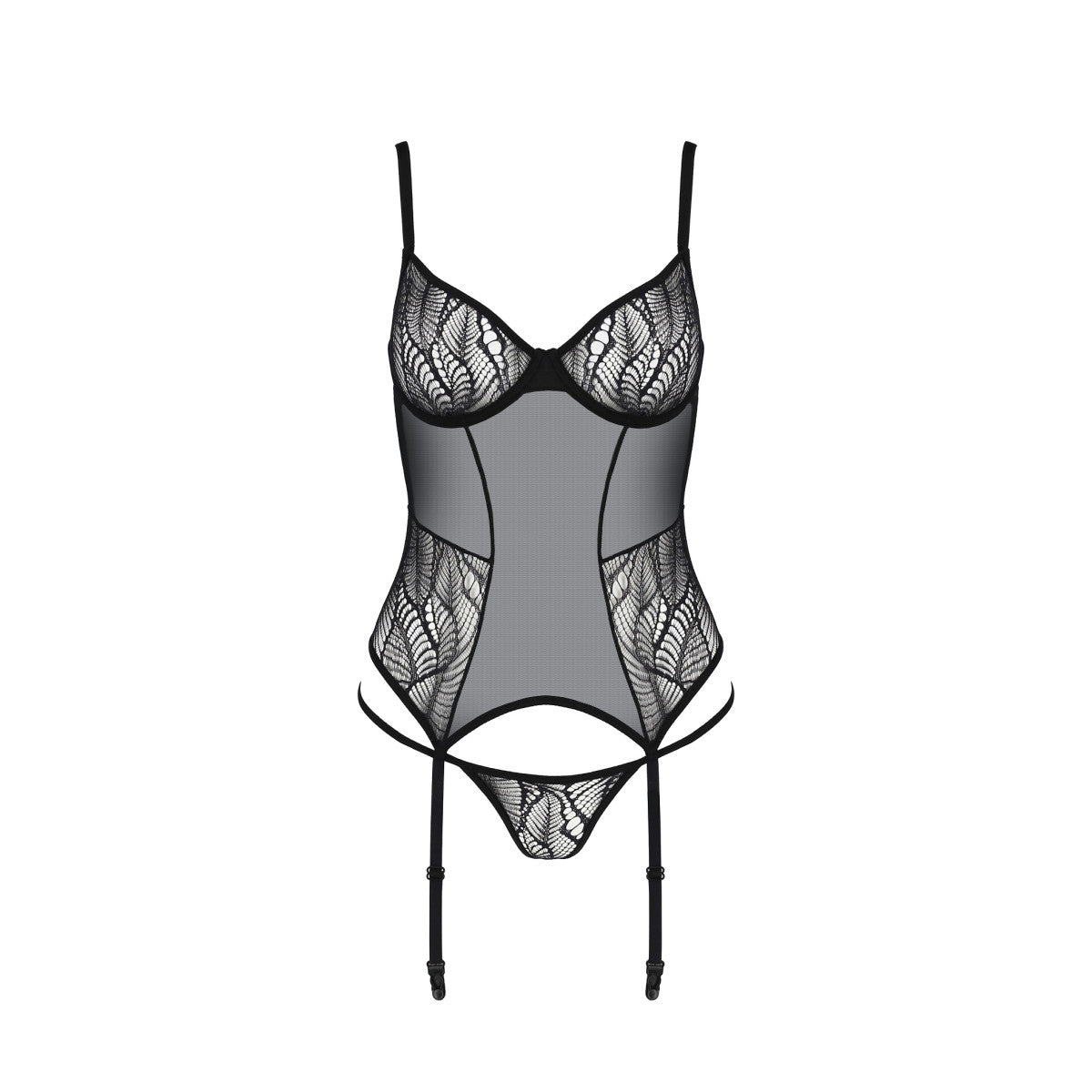 Passion Eco Leafa Korset met string – zwart