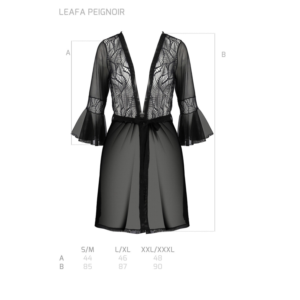 Pe eco leafa peignoir black - Passion Eco Collection