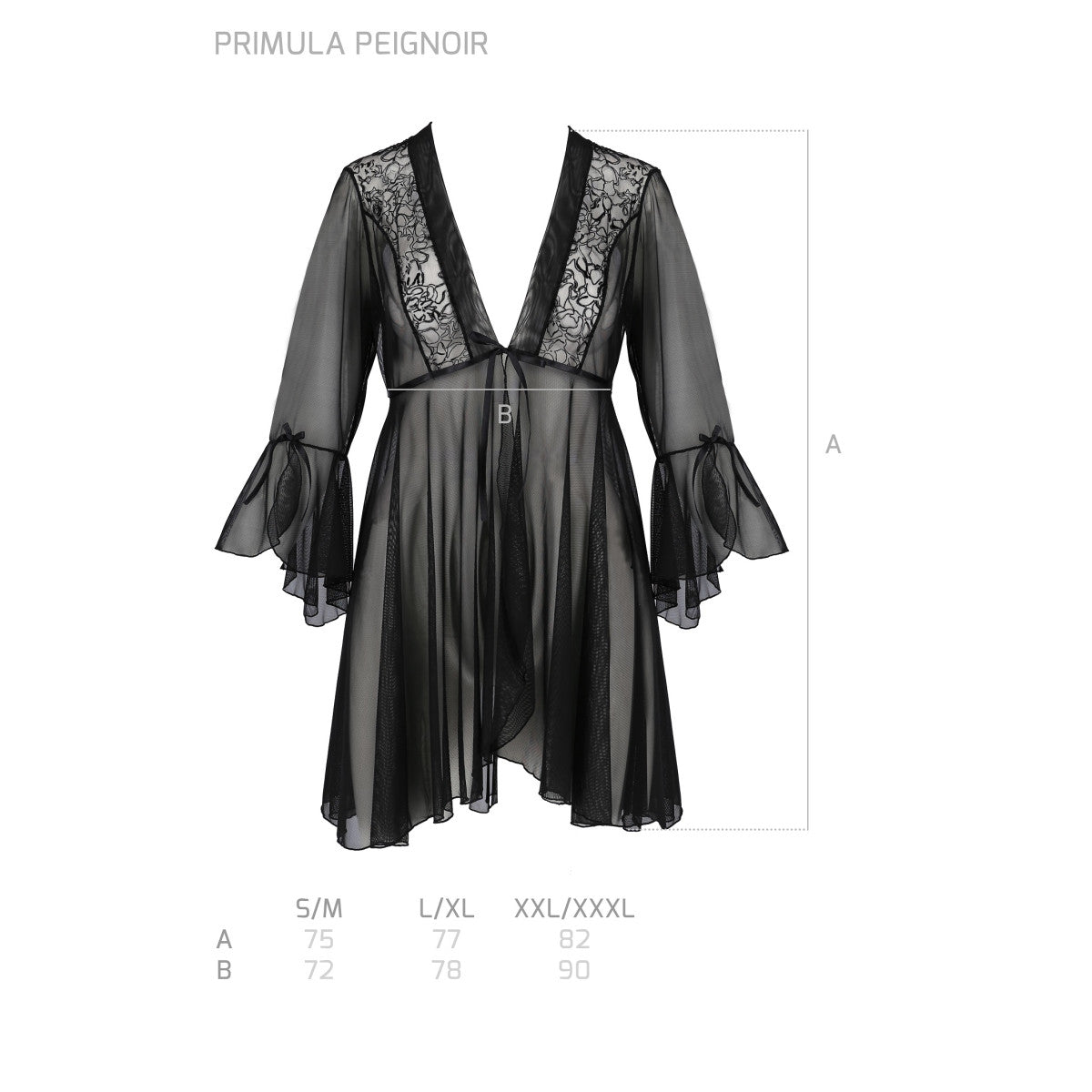 Pe primula peignoir black - Passion Eco Collection
