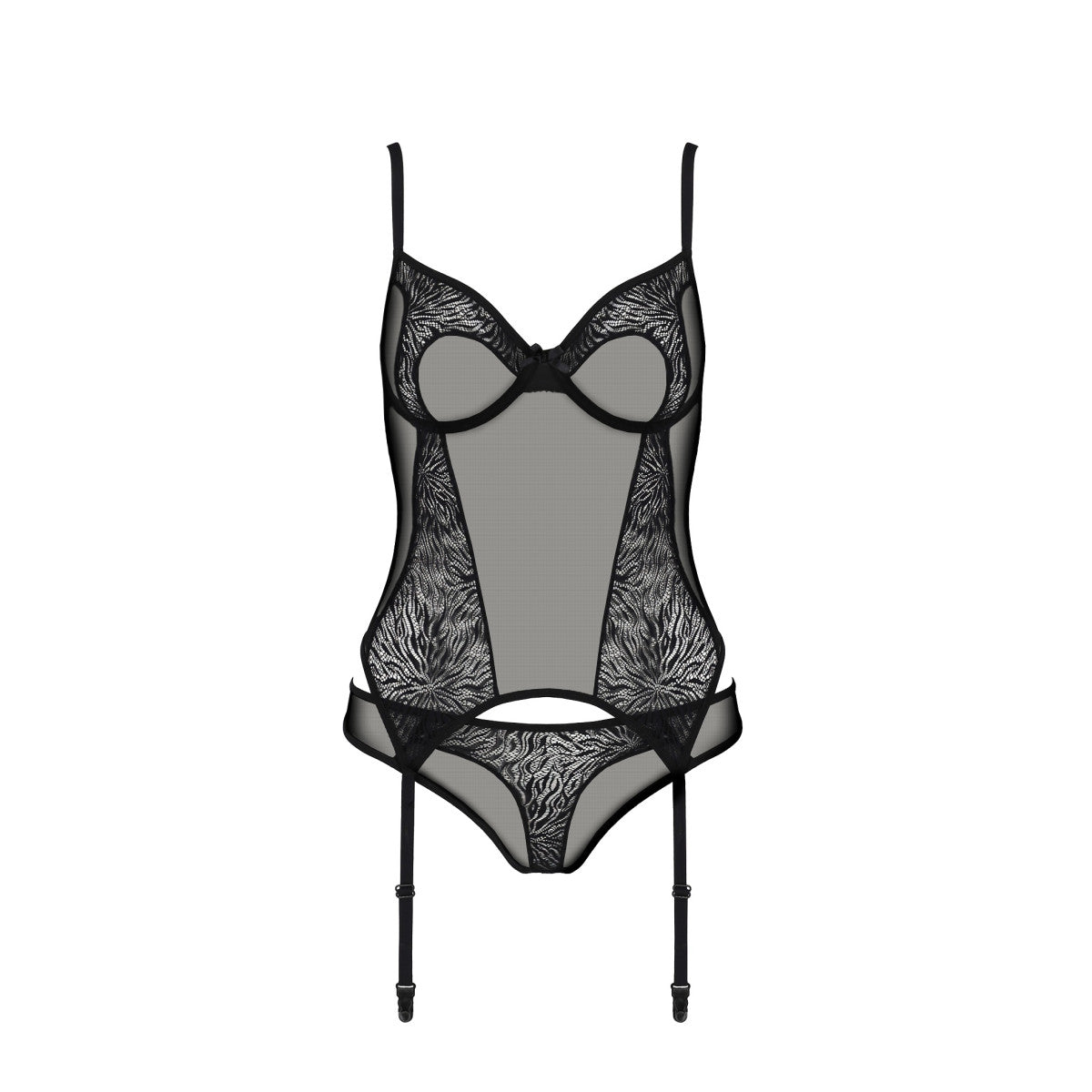 Pe eco selaginella corset & thong black - Passion Eco Collection