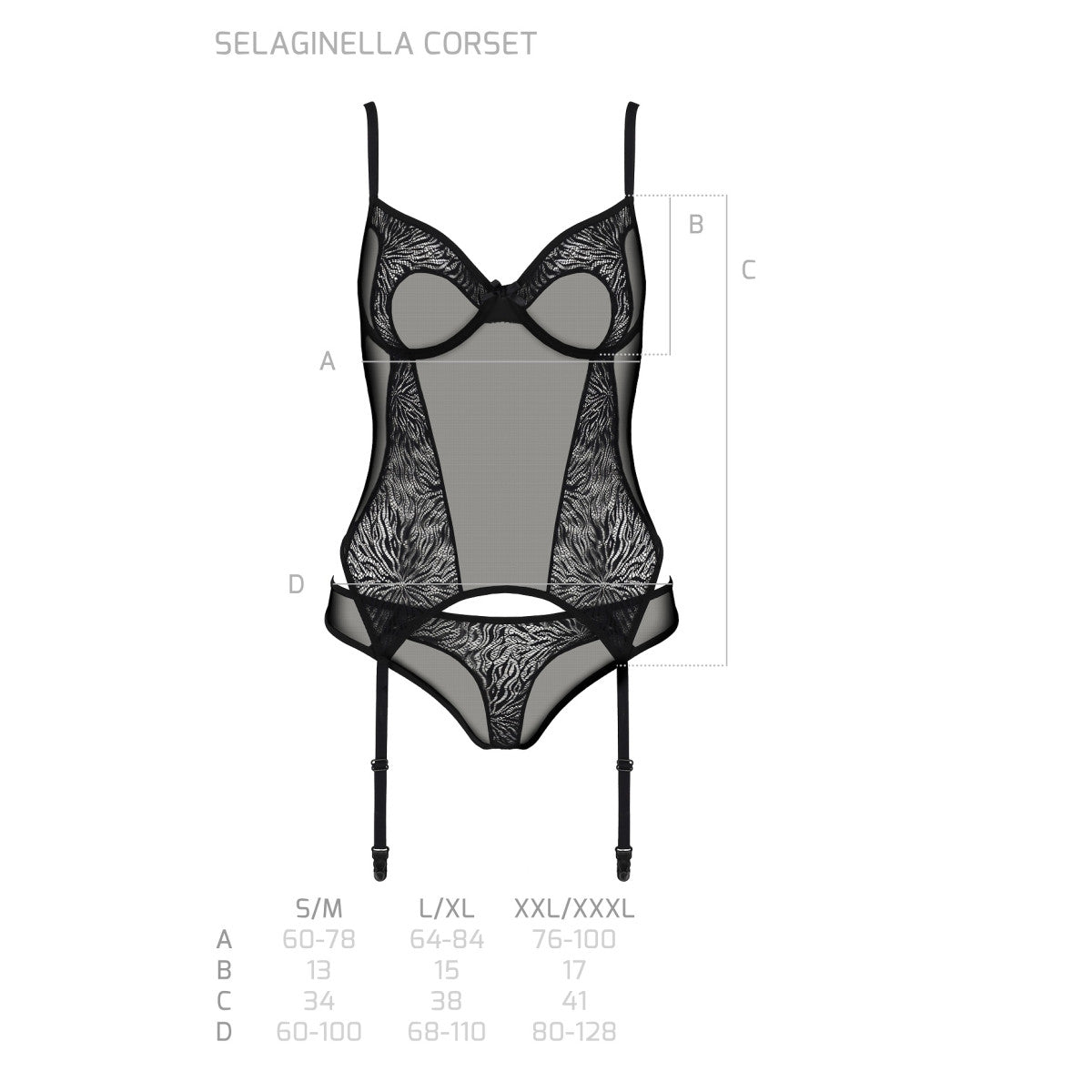 Passion Eco Selaginella Korset met string – zwart
