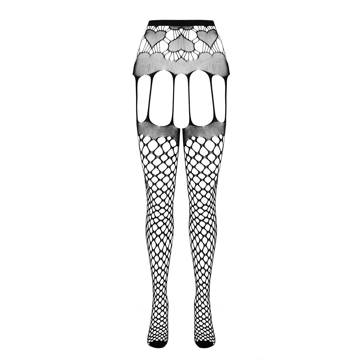 Passion Eco S009 Jarretelkousen met open kruis – zwart