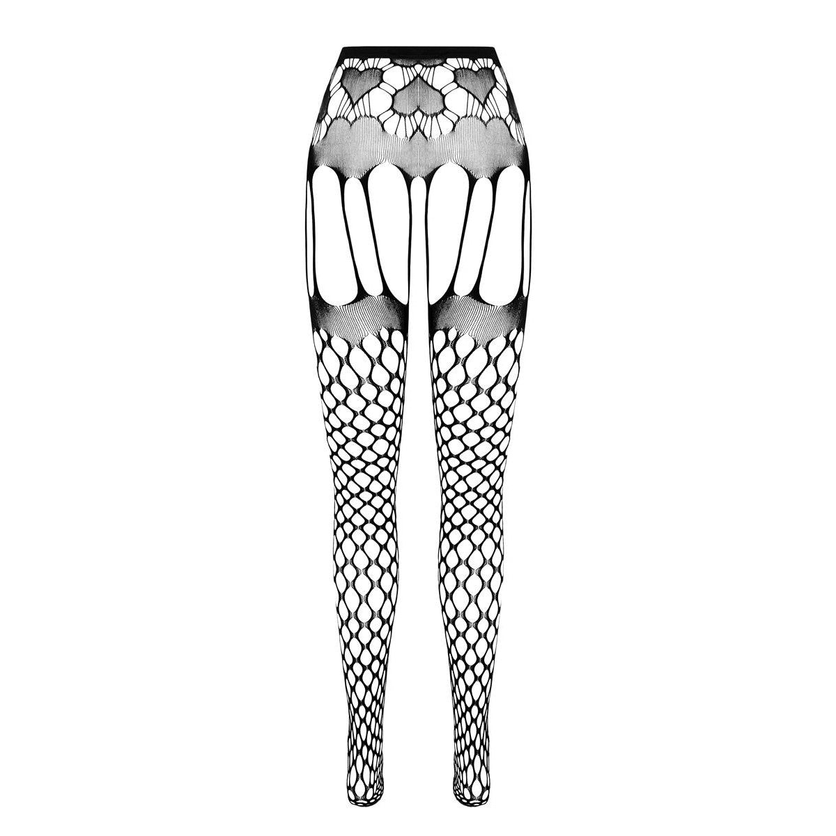 Passion Eco S009 Jarretelkousen met open kruis – zwart
