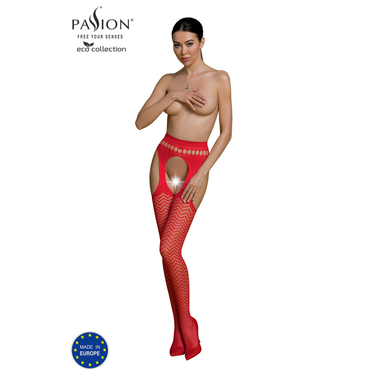 PE ECO Strumpfhose ouvert S002 red