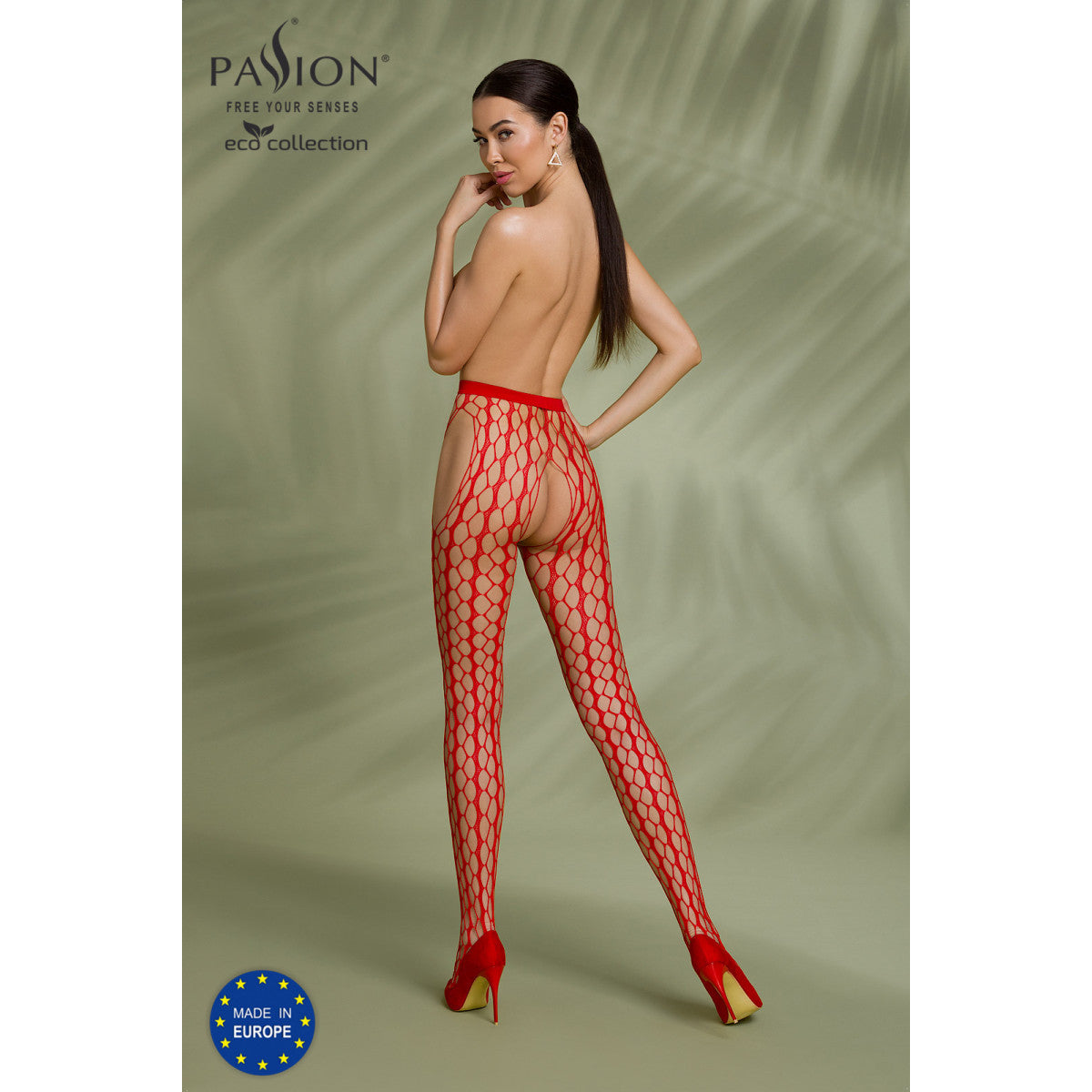 Passion Eco S007 Open panty met open kruis – rood
