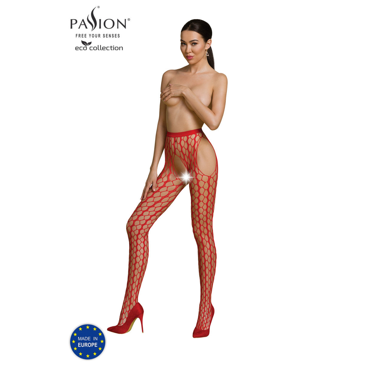 Passion Eco S007 Open panty met open kruis – rood