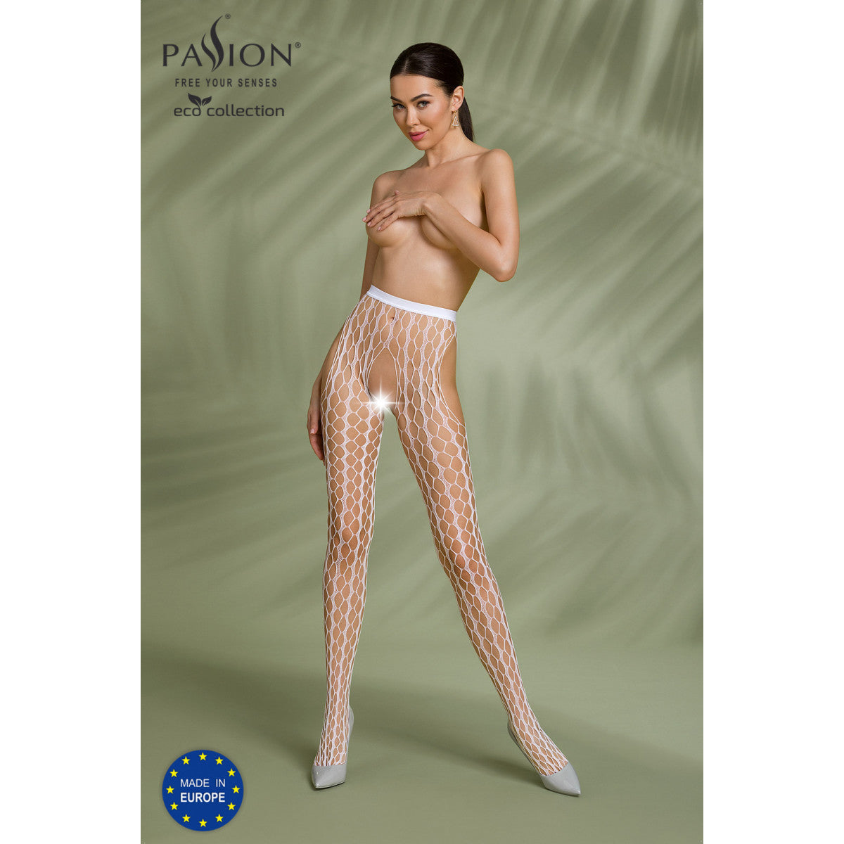 Passion Eco Collection ECO duurzame bodystocking met open kruis – wit