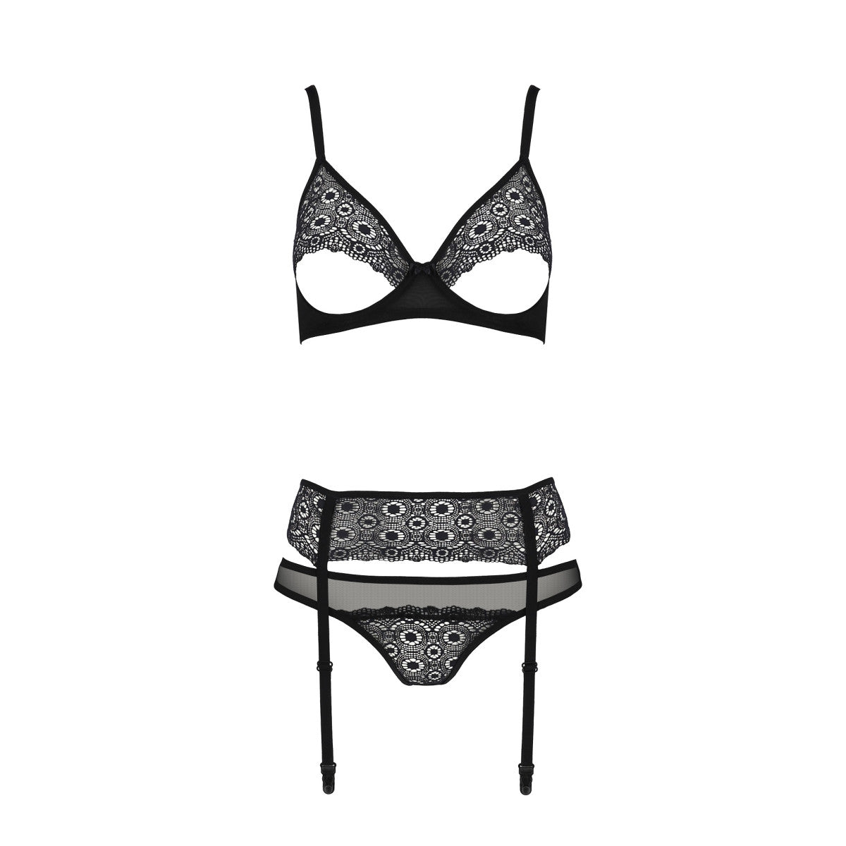 Zinnia lingerieset 3-delig – zwart van Dare2Live – zwart