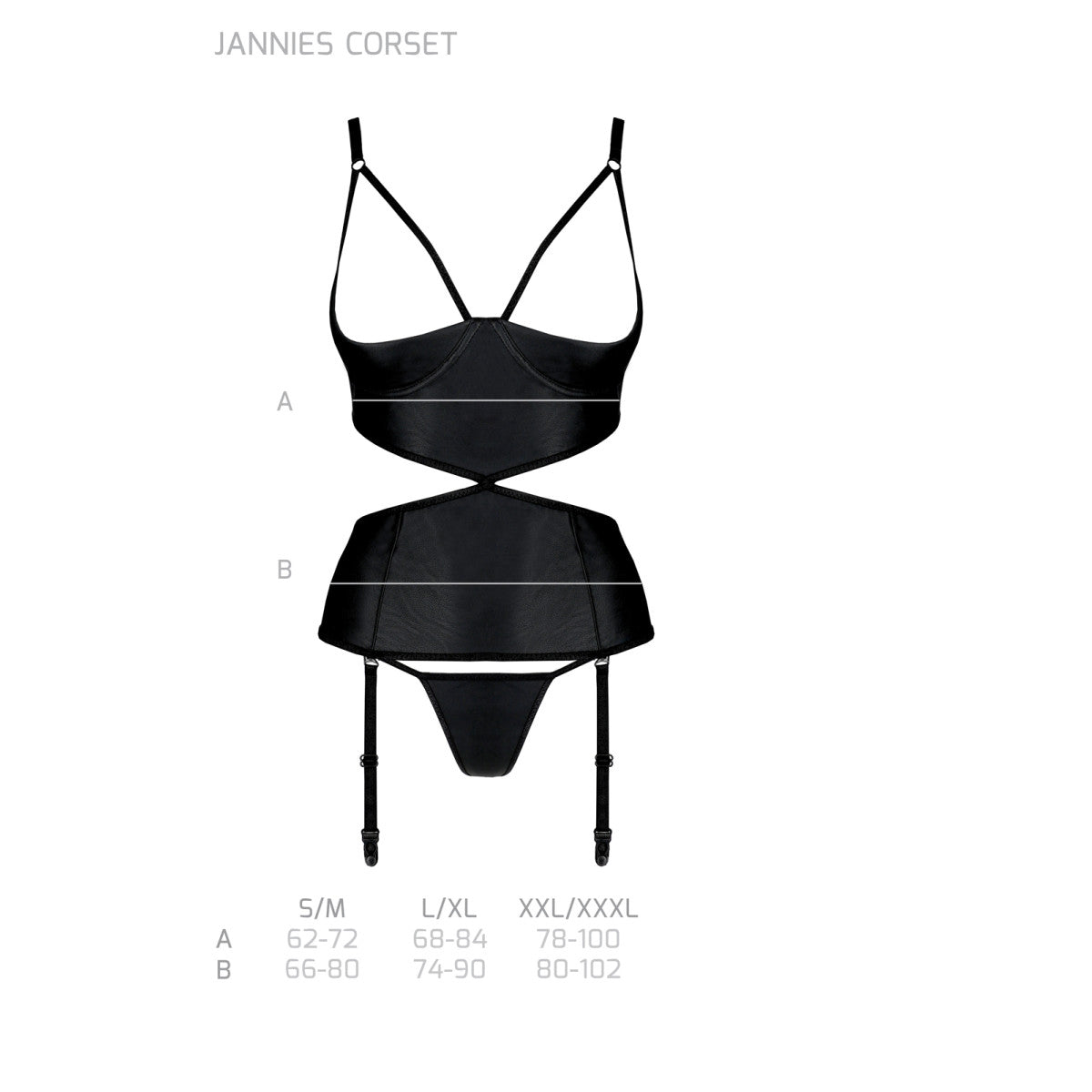PE Jannies corset & thong with open cups black