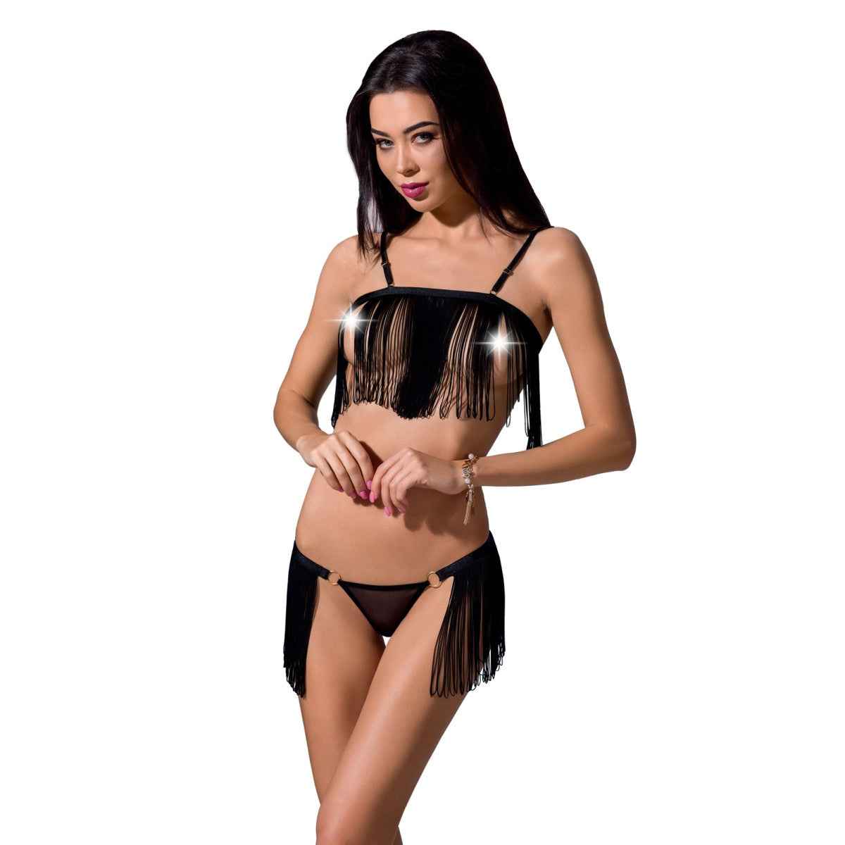 PE Kassandra 2pcs set with open bra black