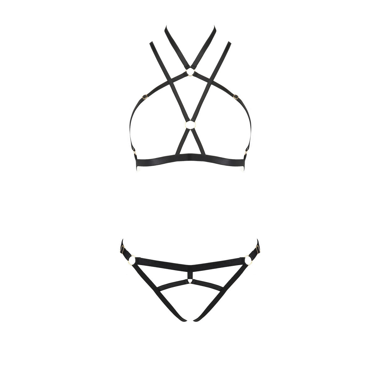 Kelis harness met open kruis – zwart