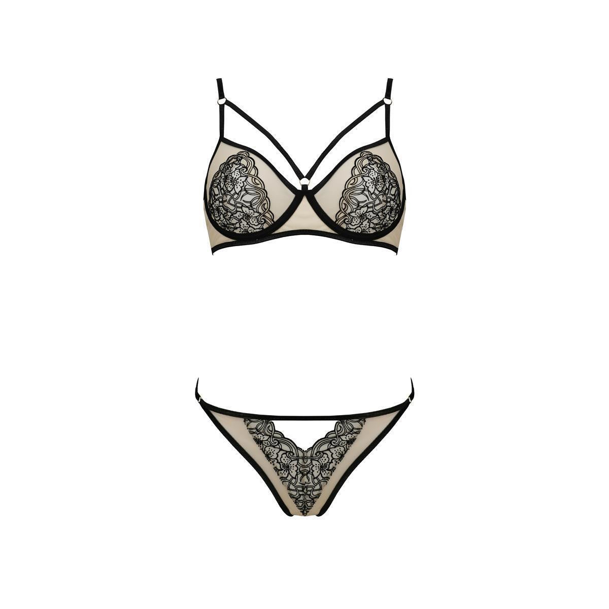 Lorina bh-set met beugels – beige-zwart